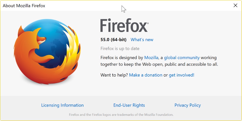 Mozilla Firefox 55.0 Beta